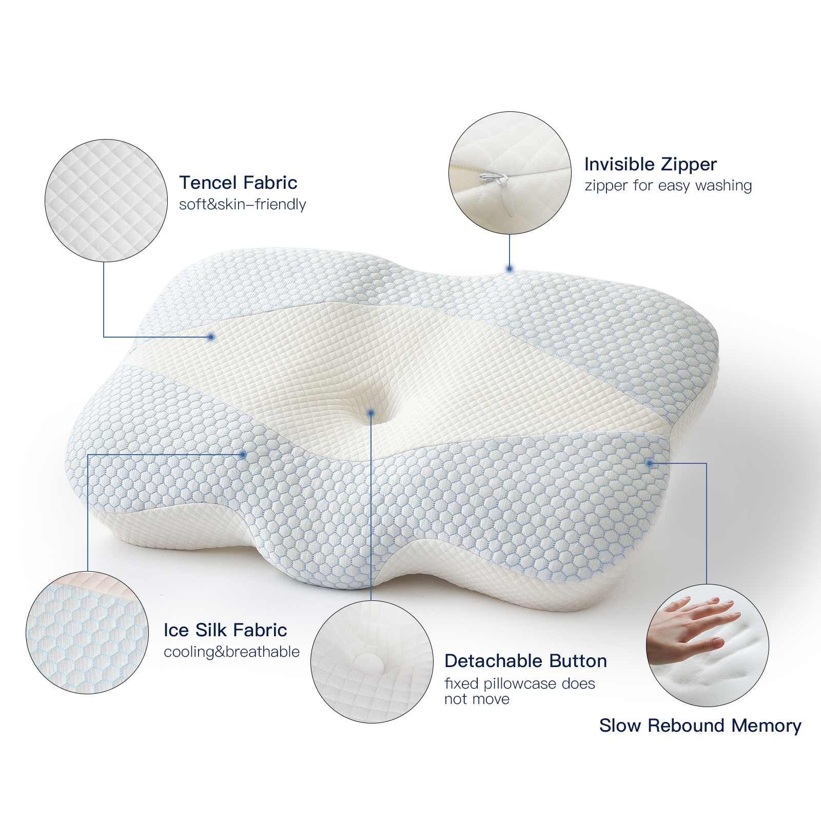 Huloo Sleep Cooling Cervical Memory Foam Pillow